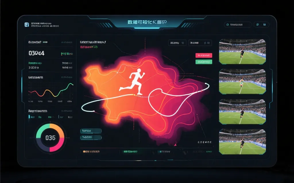 体育转播数据可视化界面：热区、轨迹线与多机位画面叠加
